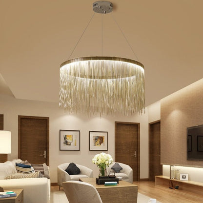 Aluminum Tassel Chandelier Waterfall Dimming LED Lighting - Querencian