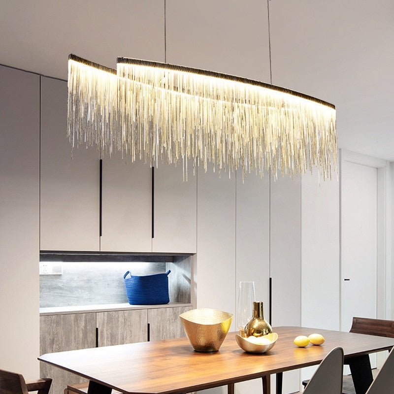 Aluminum Tassel Chandelier Waterfall Dimming LED Lighting - Querencian