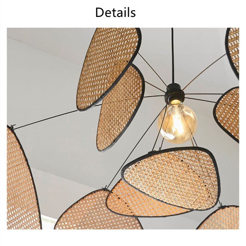 Black Rattan Ceiling Chandelier Lighting Indoor Decoration - Querencian