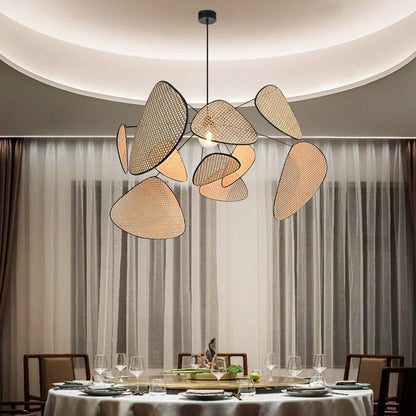 Black Rattan Ceiling Chandelier Lighting Indoor Decoration - Querencian