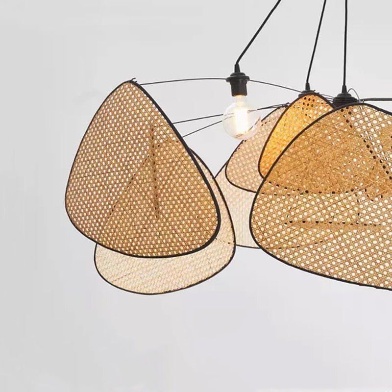 Black Rattan Ceiling Chandelier Lighting Indoor Decoration - Querencian