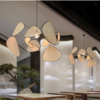 Black Rattan Ceiling Chandelier Lighting Indoor Decoration - Querencian