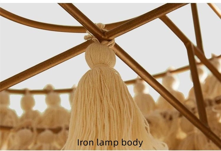 Bohemian Chandelier Cotton Pink Lampshade Chandelier - Querencian