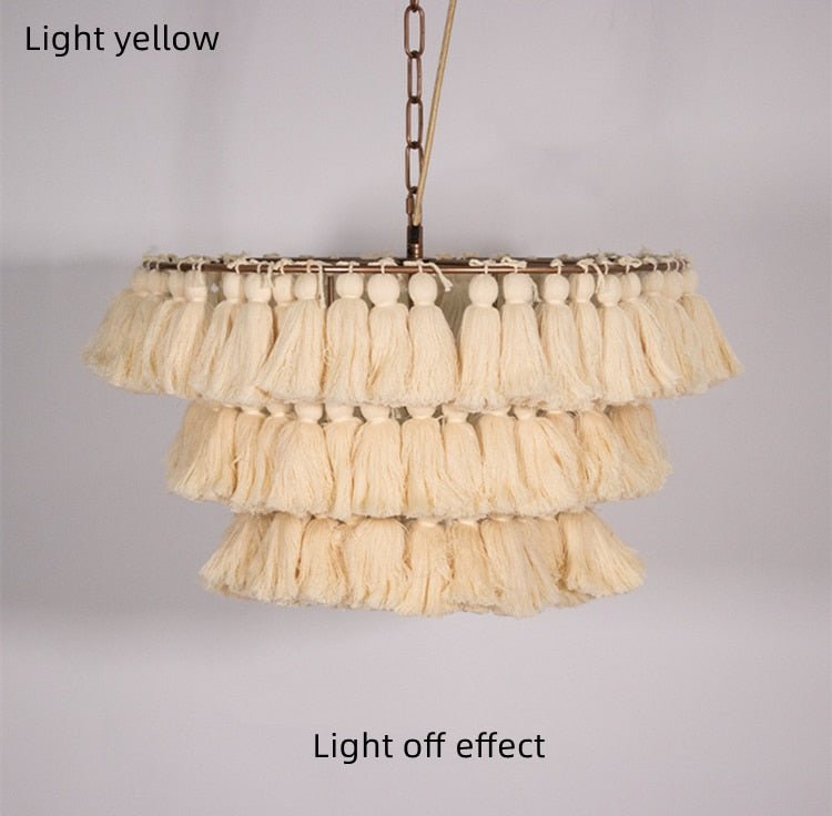 Bohemian Chandelier Cotton Pink Lampshade Chandelier - Querencian