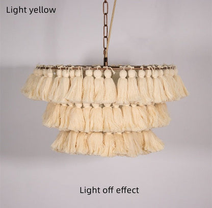 Bohemian Chandelier Cotton Pink Lampshade Chandelier - Querencian
