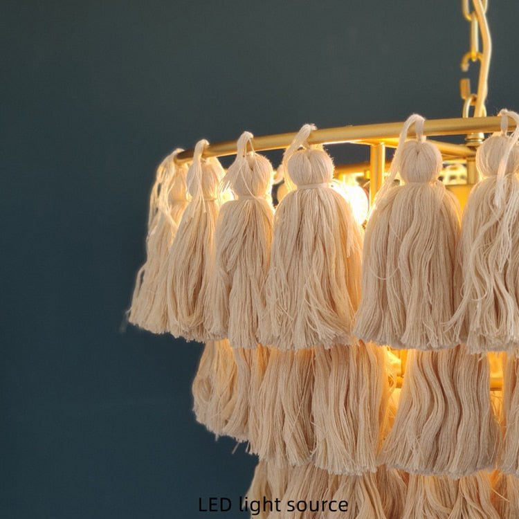 Bohemian Chandelier Cotton Pink Lampshade Chandelier - Querencian