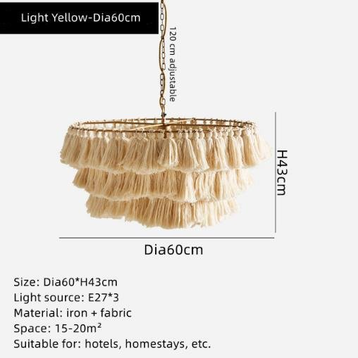 Bohemian Chandelier Cotton Pink Lampshade Chandelier - Querencian