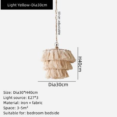 Bohemian Chandelier Cotton Pink Lampshade Chandelier - Querencian