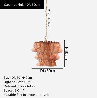 Bohemian Chandelier Cotton Pink Lampshade Chandelier - Querencian