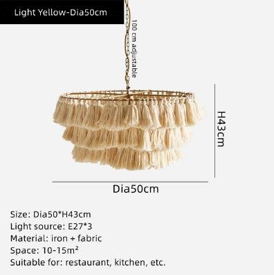 Bohemian Chandelier Cotton Pink Lampshade Chandelier - Querencian