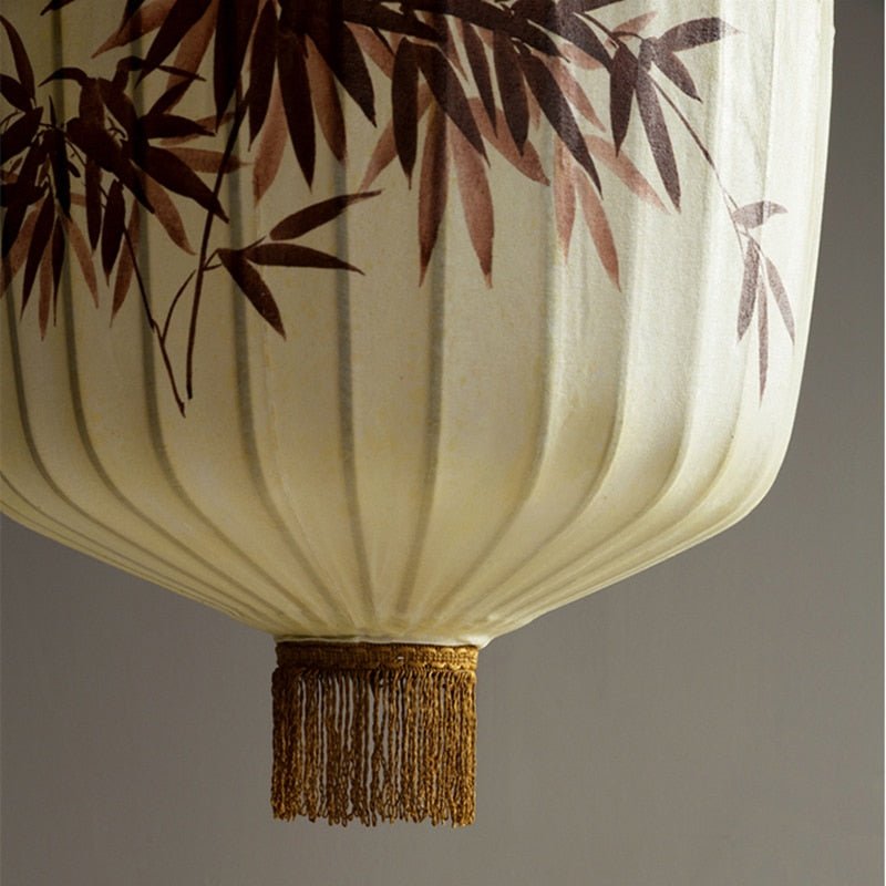 Chinese Fabric Hand Drawn Pattern Lantern Lamp - Querencian