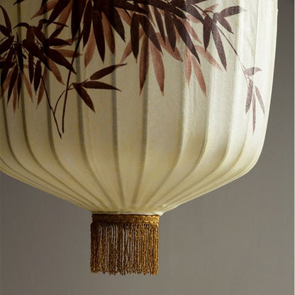 Chinese Fabric Hand Drawn Pattern Lantern Lamp - Querencian