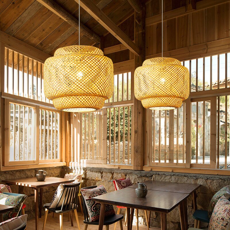Chinese Style Loft Pendant Light Handmake Bamboo - Querencian