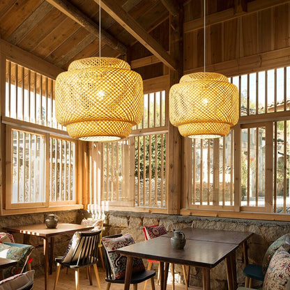 Chinese Style Loft Pendant Light Handmake Bamboo - Querencian
