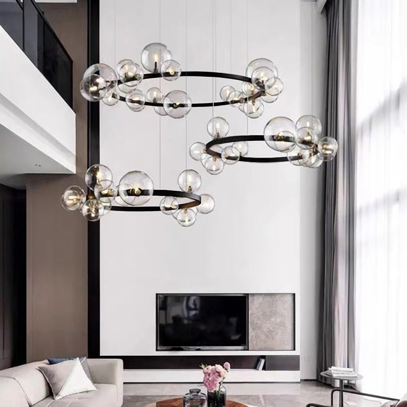 Clear Glass Bubble Ball Chandeliers For Dining Room - Querencian