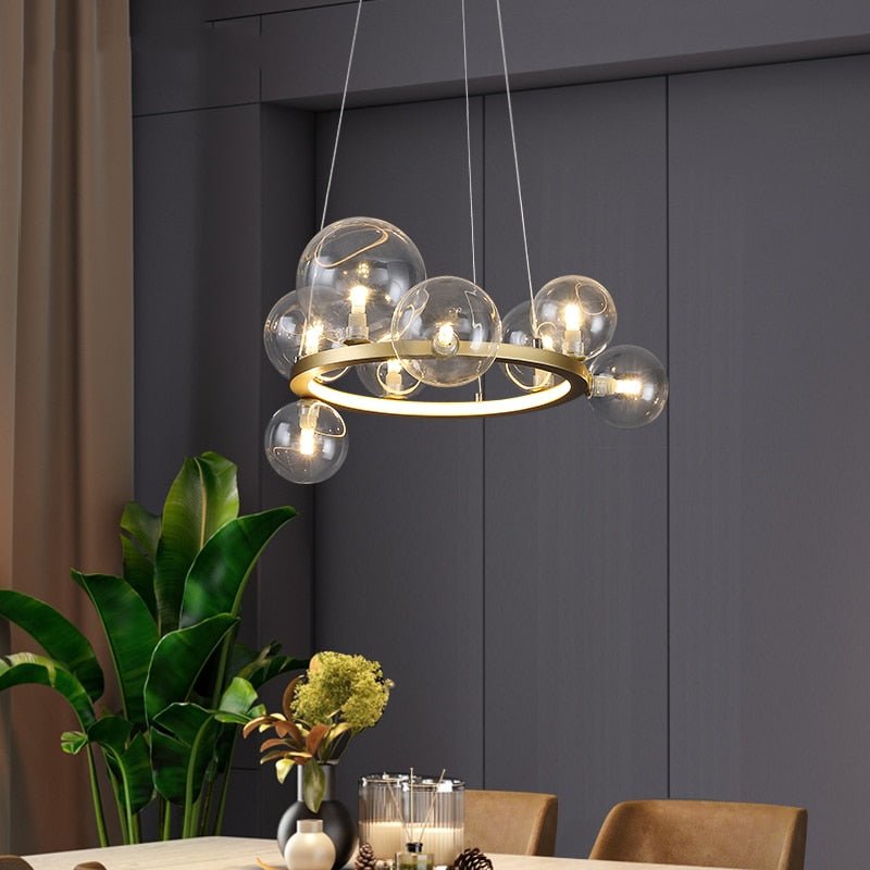 Clear Glass Bubble Ball Chandeliers For Dining Room - Querencian