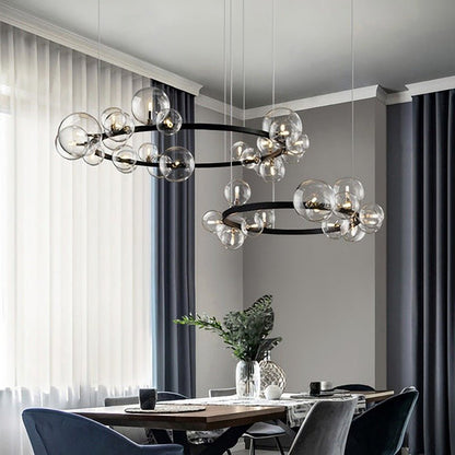 Clear Glass Bubble Ball Chandeliers For Dining Room - Querencian