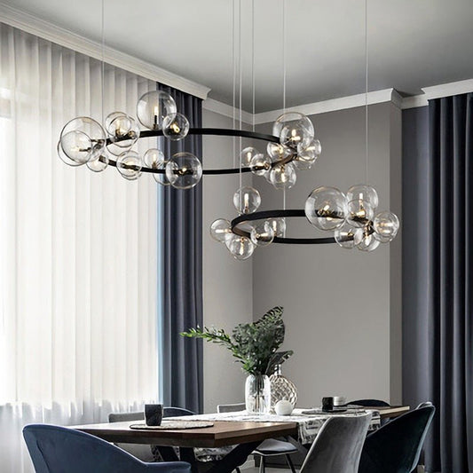Clear Glass Bubble Ball Chandeliers For Dining Room - Querencian