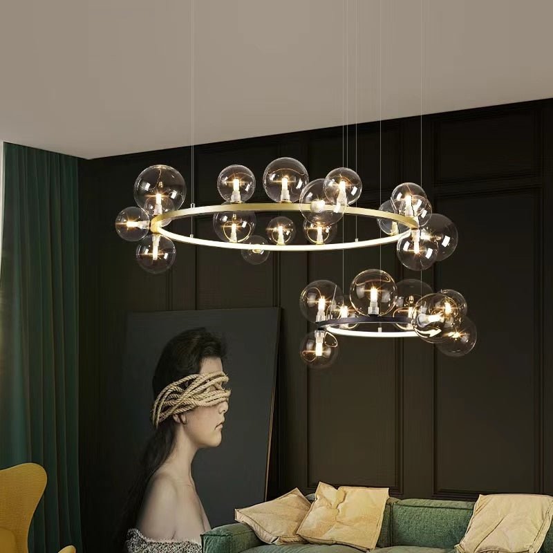 Clear Glass Bubble Ball Chandeliers For Dining Room - Querencian
