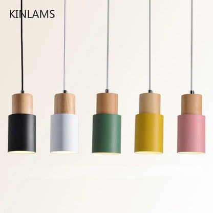 Colorful Designer Nordic Wooden Wire Pendant Lights - Querencian
