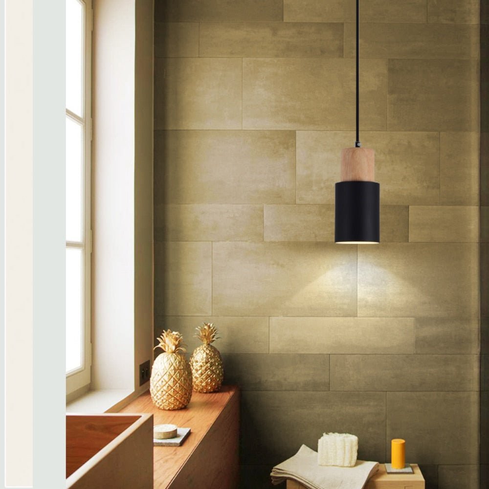 Colorful Designer Nordic Wooden Wire Pendant Lights - Querencian