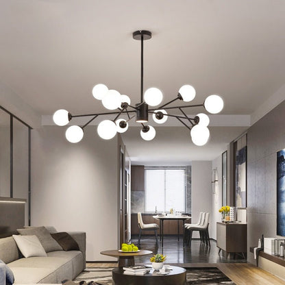 Creative Glass Ball Gold Black Molecule Chandelier - Querencian