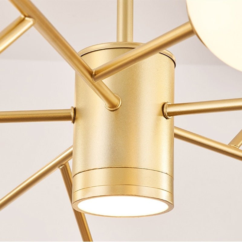 Creative Glass Ball Gold Black Molecule Chandelier - Querencian