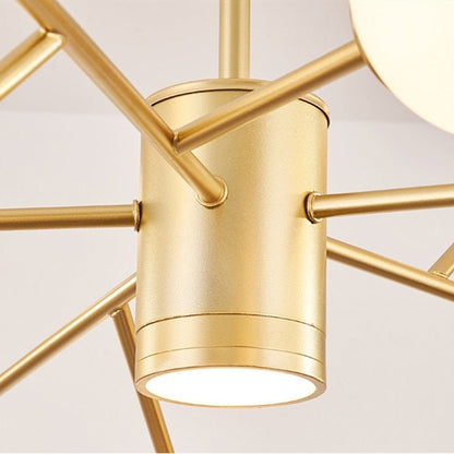 Creative Glass Ball Gold Black Molecule Chandelier - Querencian