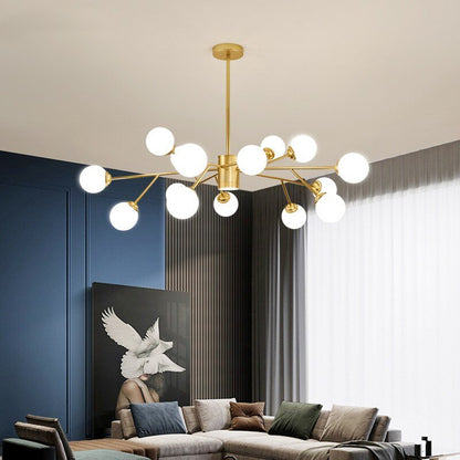 Creative Glass Ball Gold Black Molecule Chandelier - Querencian