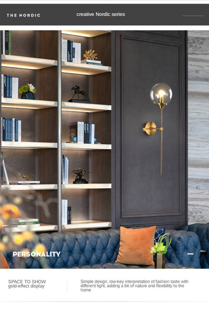Creative Gold Glass Ball Wall Lamp - Querencian