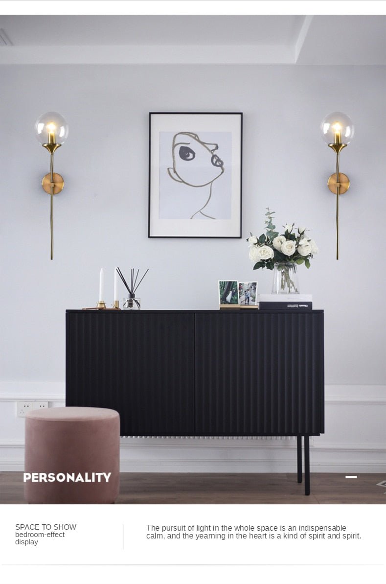 Creative Gold Glass Ball Wall Lamp - Querencian