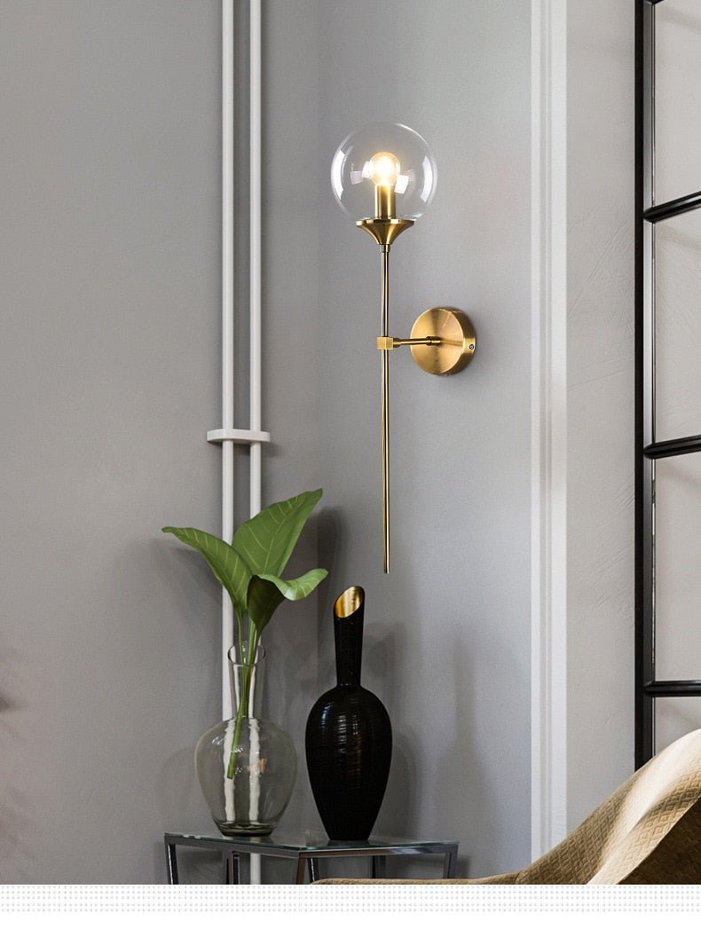 Creative Gold Glass Ball Wall Lamp - Querencian