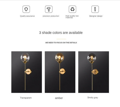 Creative Gold Glass Ball Wall Lamp - Querencian
