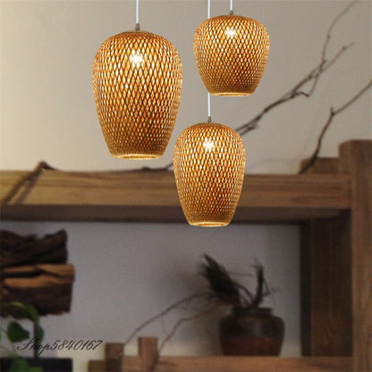 E27 Handmake Chinese Bamboo Loft Pendant Light - Querencian