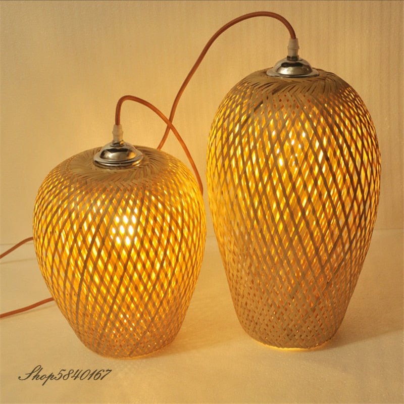 E27 Handmake Chinese Bamboo Loft Pendant Light - Querencian
