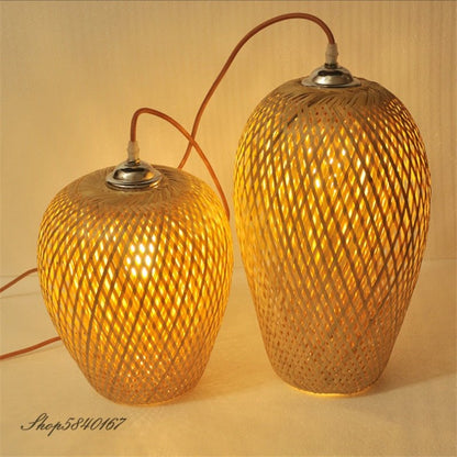 E27 Handmake Chinese Bamboo Loft Pendant Light - Querencian