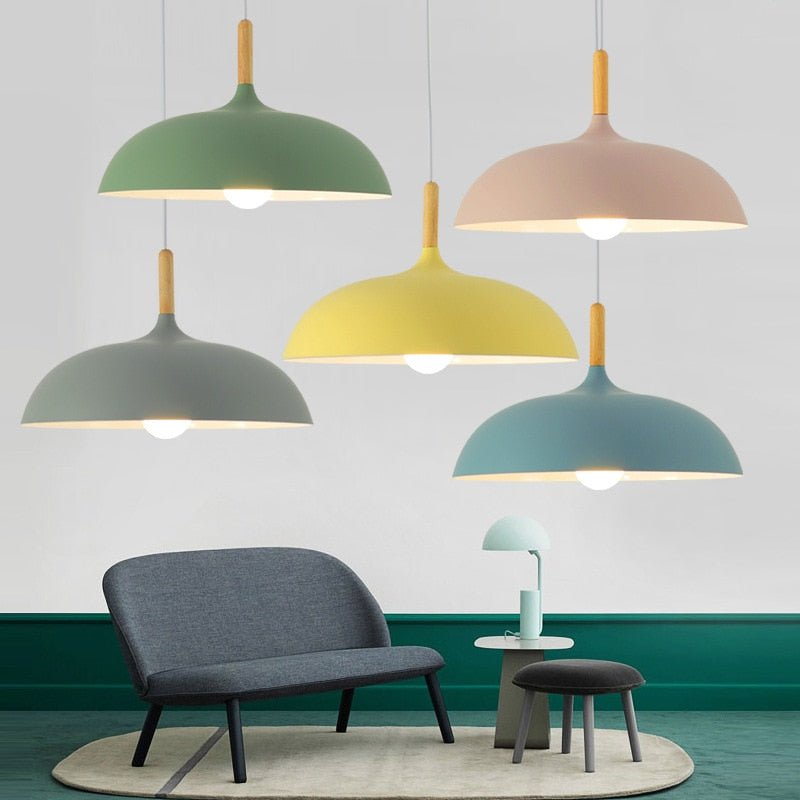 E27 Modern LED Iron Oak Pendant Lights - Querencian