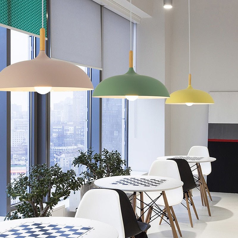 E27 Modern LED Iron Oak Pendant Lights - Querencian