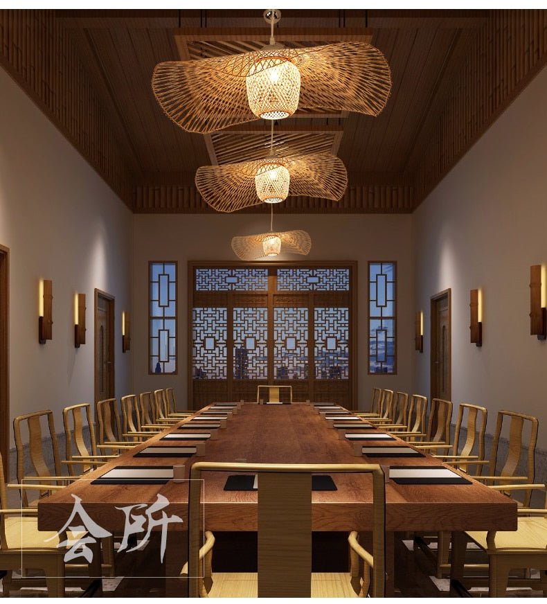 E27 Suspension Chinese Style Bamboo Pendant Lights - Querencian