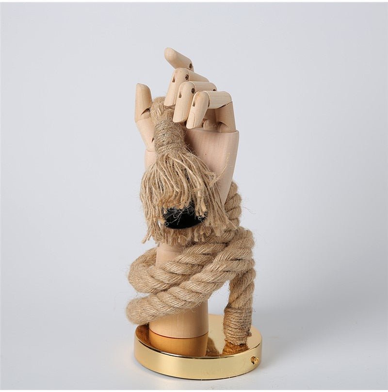 Hand Shape Industrial Hemp Rope Wall Lamps - Querencian