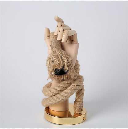 Hand Shape Industrial Hemp Rope Wall Lamps - Querencian