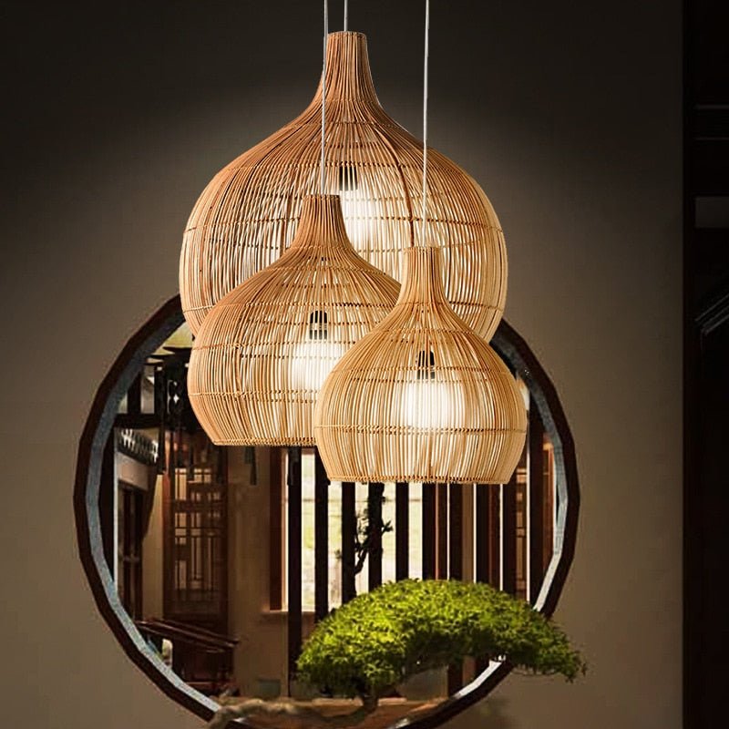 Hand-woven E27 Suspension Rattan Pendant Lights - Querencian