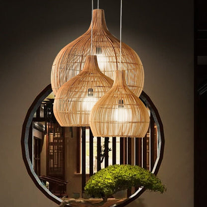 Hand-woven E27 Suspension Rattan Pendant Lights - Querencian
