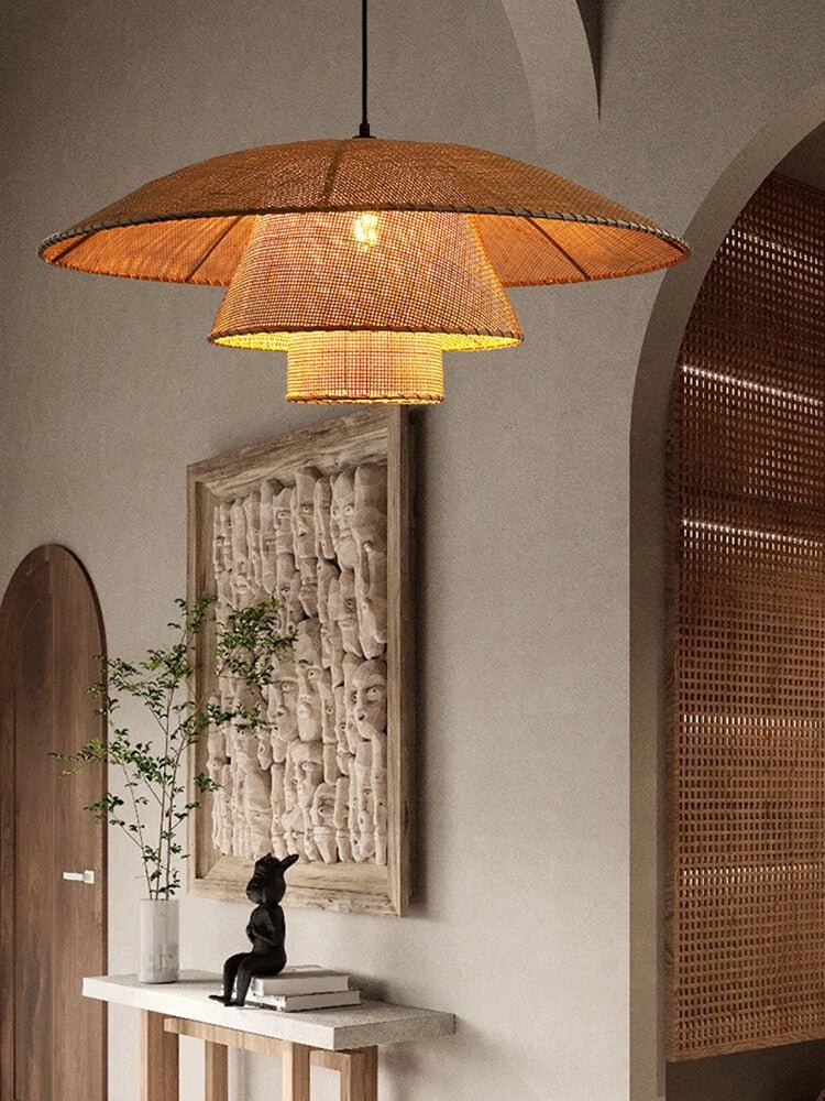 Handmade Vintage Rattan Loft Suspension Lamp - Querencian