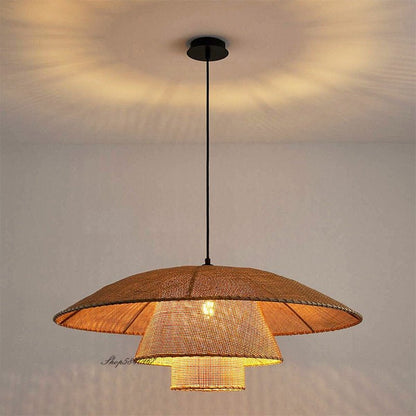 Handmade Vintage Rattan Loft Suspension Lamp - Querencian