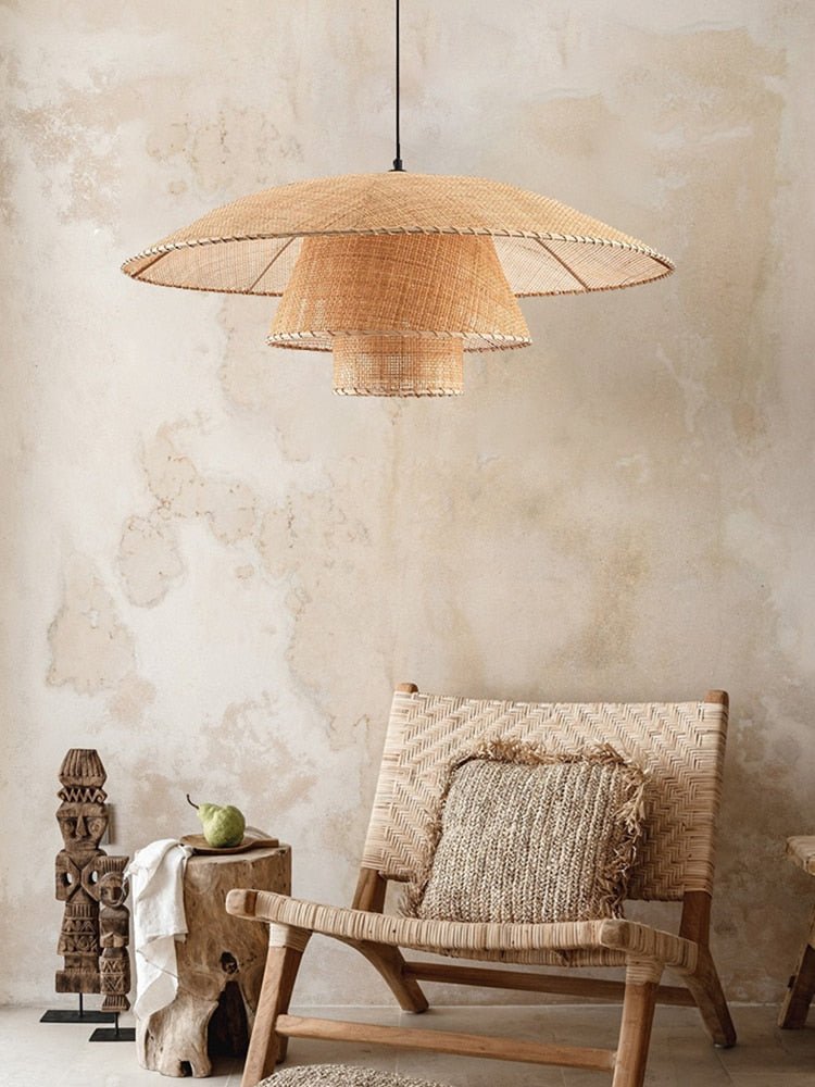 Handmade Vintage Rattan Loft Suspension Lamp - Querencian
