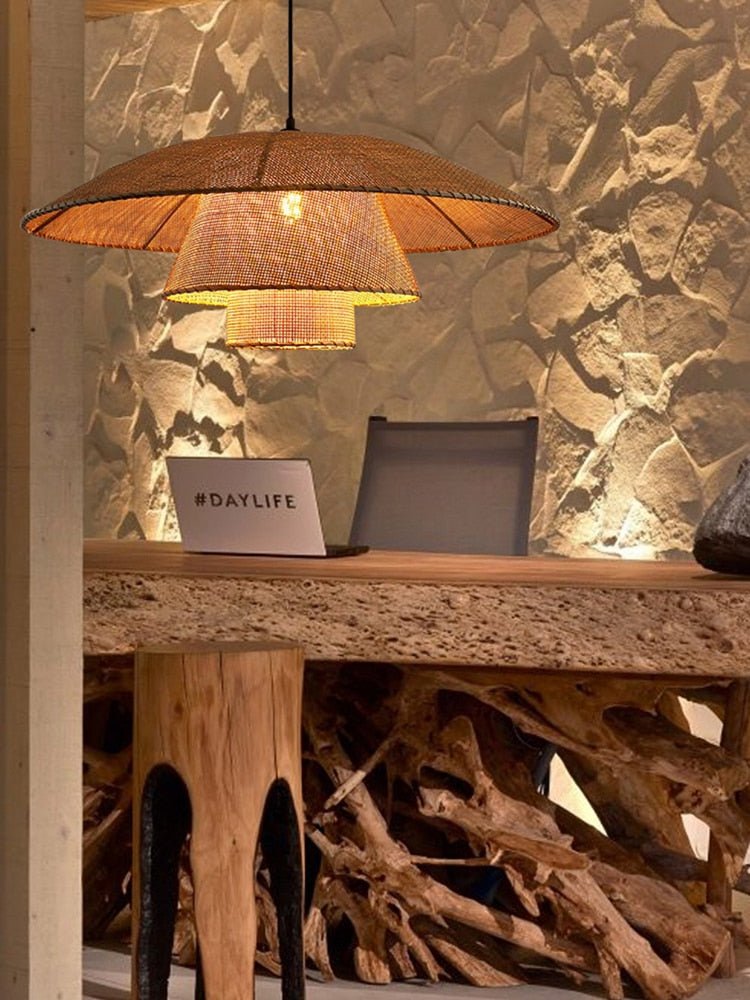 Handmade Vintage Rattan Loft Suspension Lamp - Querencian