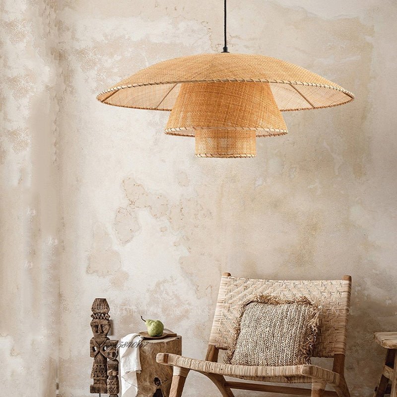 Handmade Vintage Rattan Loft Suspension Lamp - Querencian