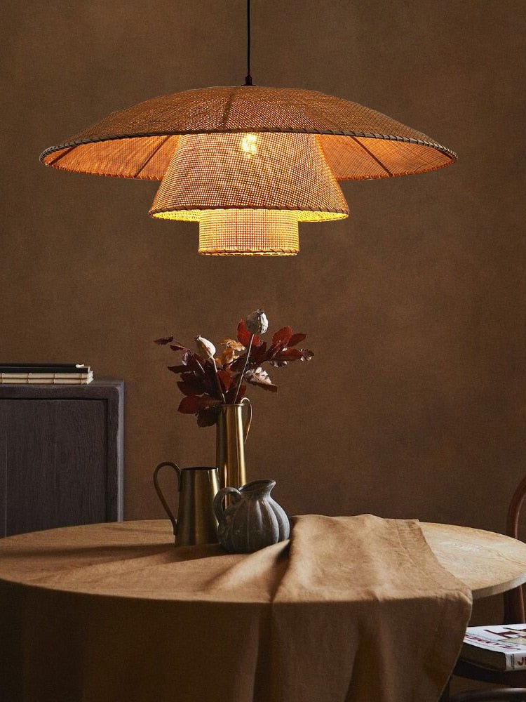 Handmade Vintage Rattan Loft Suspension Lamp - Querencian