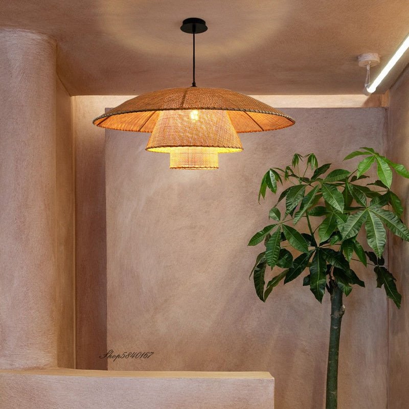 Handmade Vintage Rattan Loft Suspension Lamp - Querencian